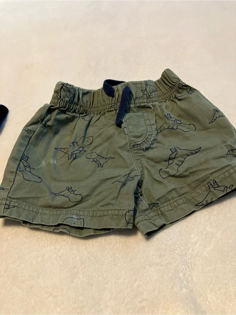Navy Dinosaur Baby Tee with Green Shorts